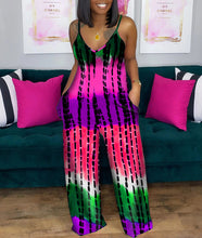 Load image into Gallery viewer, Printed deep V loose jumpsuit AY1130
