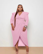 Load image into Gallery viewer, Sexy V-neck long sleeve plus dress(AY1479)
