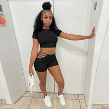 Load image into Gallery viewer, Sexy solid color shorts top two-piece set(AY1847)
