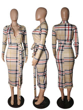 Load image into Gallery viewer, Fashion Plaid Print V Neck Dress AY1699