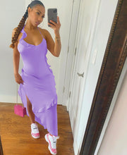 Load image into Gallery viewer, Solid color ruffled pleated dress