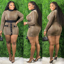 Load image into Gallery viewer, Sexy Plaid Gold Jacquard Slim Dress(AY1633)