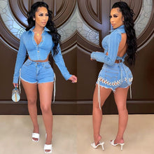 Load image into Gallery viewer, Fashion denim shorts two piece set AY1911