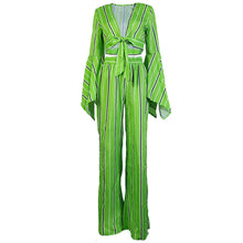 Load image into Gallery viewer, Long Sleeve Short Top Wide Leg Pants Set AY1704