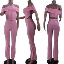 Load image into Gallery viewer, Fashionable one-shoulder flared pants suit(AY1655)