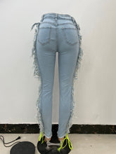 Load image into Gallery viewer, Fashion Contrast Tie Stretch Jeans
