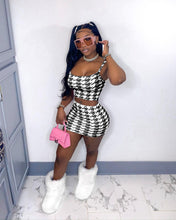 Load image into Gallery viewer, Houndstooth suspender skirt suit AY1122