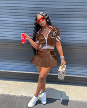 Load image into Gallery viewer, Fashion Letter Print Baseball Uniform Sports Skirt Set(AY1802)