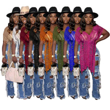 Load image into Gallery viewer, Solid casual tassel hollowed out T-shirt AY1935