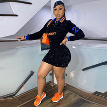 Load image into Gallery viewer, Sequin V Neck Thread Embroidered Dress AY1705