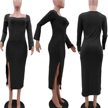 Load image into Gallery viewer, Fashion Solid Color Slit Slim Dress(AY1715)