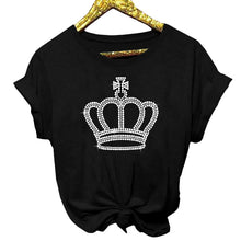 Load image into Gallery viewer, Fashion Round Neck Rhinestone Short Sleeve T-Shirt(AY1798)