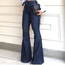 Load image into Gallery viewer, High Waist Micro Stretch Lace Up Flare Jeans