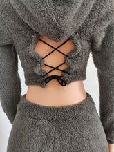 Load image into Gallery viewer, Sexy halter with hood plush 2-piece set(AY1486)