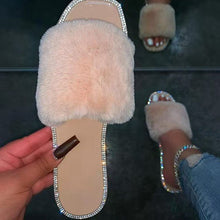 Load image into Gallery viewer, New style square head rhinestone slippers