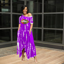 Load image into Gallery viewer, Slit half-length tie-dye wide-neck dress AY1131