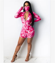 Load image into Gallery viewer, New tie-dye deep V jumpsuit(with mask) YC2111