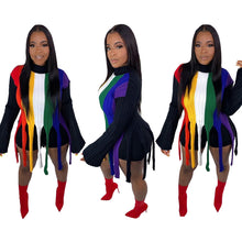 Load image into Gallery viewer, Fashion color striped fringed sweater(AY1539)