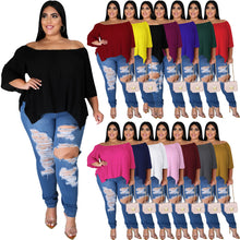 Load image into Gallery viewer, Cotton sleeve stretch irregular T-shirt AY1091