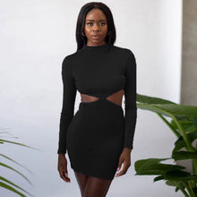 Load image into Gallery viewer, Sexy Halter Lace-up Long Sleeve Solid Color Dress(AY1263)