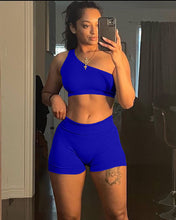 Load image into Gallery viewer, New one-shoulder small pit strip two-piece set AY1037