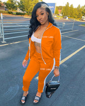 Load image into Gallery viewer, Letter embroidery zipper sports two-piece suit(AY1451