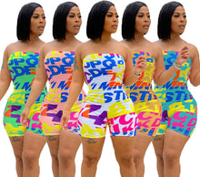 Load image into Gallery viewer, Hot stretch tube top letter print jumpsuit AY1121
