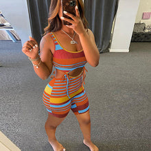 Load image into Gallery viewer, Fashion stripe lace up dress AY1886