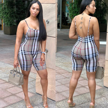 Load image into Gallery viewer, Suspender check print casual jumpsuit AY1099