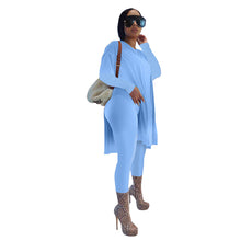 Load image into Gallery viewer, Solid color mid-length slit long-sleeved trousers suit(AY1297)