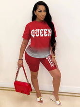 Load image into Gallery viewer, Letter gradient short sleeve shorts suit AY1160