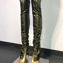 Load image into Gallery viewer, Fashion skinny stretch PU leather pants two-piece set(AY1764)