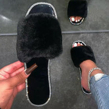 Load image into Gallery viewer, New style square head rhinestone slippers