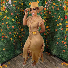 Load image into Gallery viewer, Solid color knitted sleeveless tassel dress(AY1547)