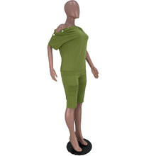 Load image into Gallery viewer, Fashion One Shoulder Breasted Loose Short Sleeve Shorts Suit(AY1822)