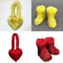 Load image into Gallery viewer, Hot selling solid color fur two-piece set(shoes and bags) HPSD325
