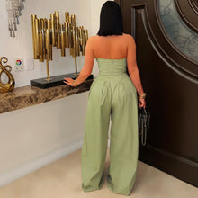 Load image into Gallery viewer, Sexy tube top sleeveless metal button wide leg jumpsuit AY3659
