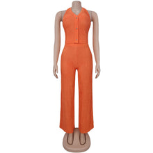 Load image into Gallery viewer, Casual halterneck top and trousers two-piece set
