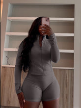 Load image into Gallery viewer, Sexy tight long-sleeved shorts two-piece suit
