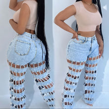 Load image into Gallery viewer, New street fashion hollow high waist straight pants AY3656
