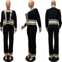 Load image into Gallery viewer, Fashion Knitted Cardigan Stripe Splicing Casual Set (3-Piece Set) AY3602
