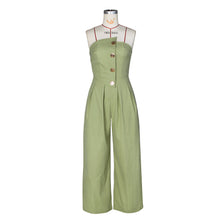 Load image into Gallery viewer, Sexy tube top sleeveless metal button wide leg jumpsuit AY3659
