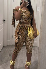 Load image into Gallery viewer, Fashion leopard print tie two-piece set AY3646
