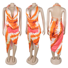 Load image into Gallery viewer, Sexy high slit printed satin dress

