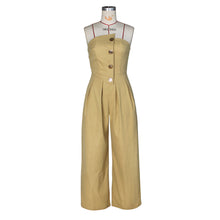 Load image into Gallery viewer, Sexy tube top sleeveless metal button wide leg jumpsuit AY3659
