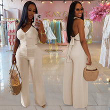 Load image into Gallery viewer, Casual halterneck top and trousers two-piece set

