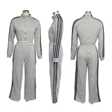 Load image into Gallery viewer, Fashion zipper striped two-piece set AY3609
