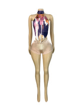 Load image into Gallery viewer, Halterneck high-neck, printed strappy top, satin shorts, two-piece suit AY3668
