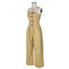 Load image into Gallery viewer, Sexy tube top sleeveless metal button wide leg jumpsuit AY3659
