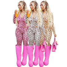 Load image into Gallery viewer, Fashion leopard print long sleeved hooded two-piece set AY3645
